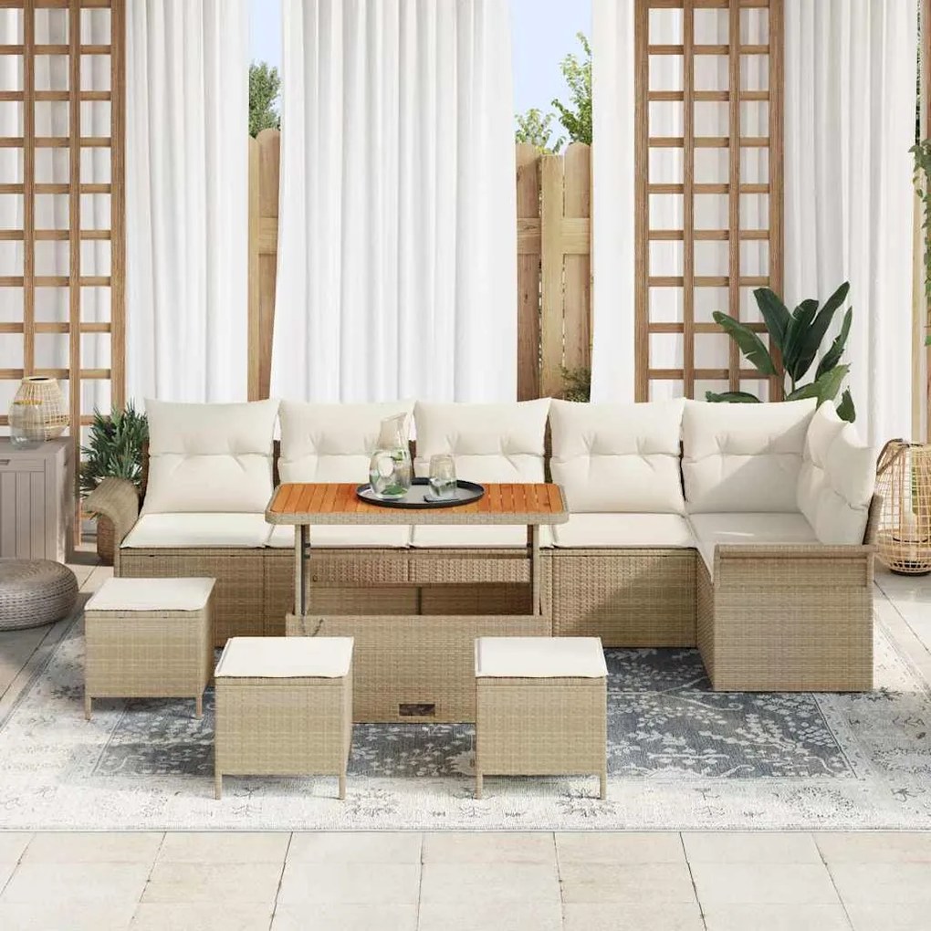 vidaXL Σετ Καναπέ Κήπου 10 pcs Μπεζ, Κρέμα 110 x 55 x 71 εκ