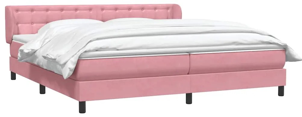 Box Spring κρεβάτι με στρώματα ροζ 180x210 cm Βελούδινο - Ροζ