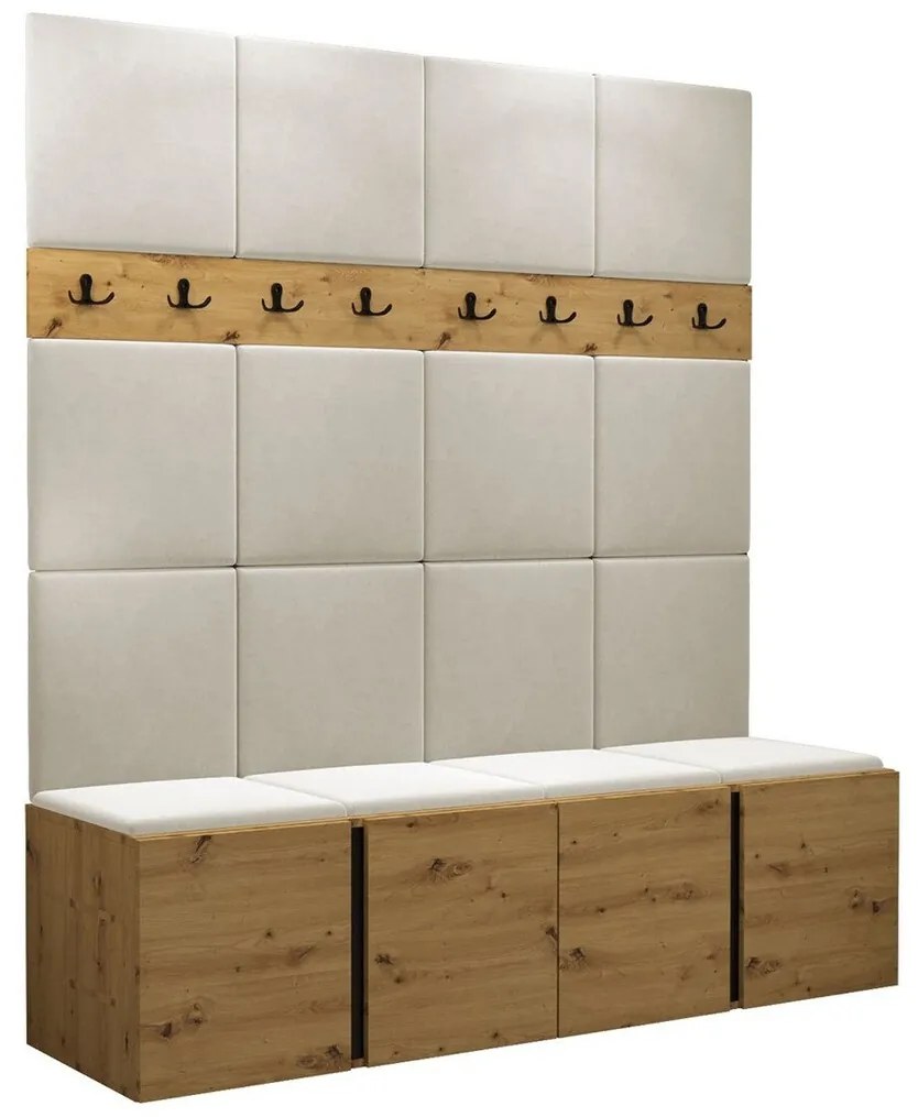Σετ διαδρόμου Hartford 268, 186x168x46cm, 27 kg, Artisan δρυς, Πλαστικοποιημένη μοριοσανίδα, Ταπισερί, Εντοιχισμένη, Τοίχου | Epipla1.gr