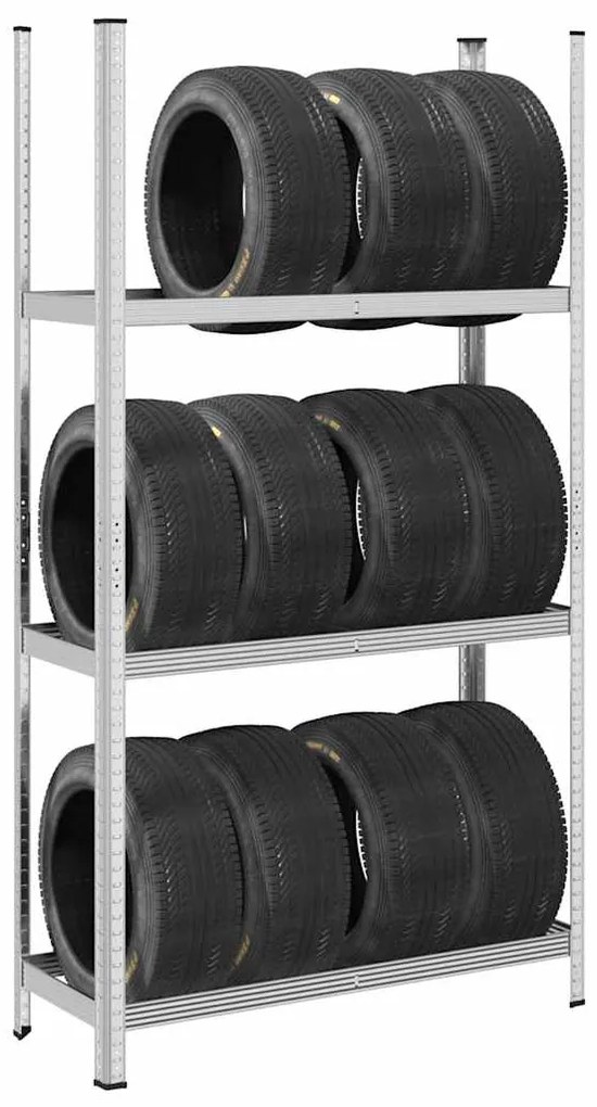 vidaXL Ράφι ελαστικών 3 επιπέδων Ασημί 110x40x200 cm Ατσάλι