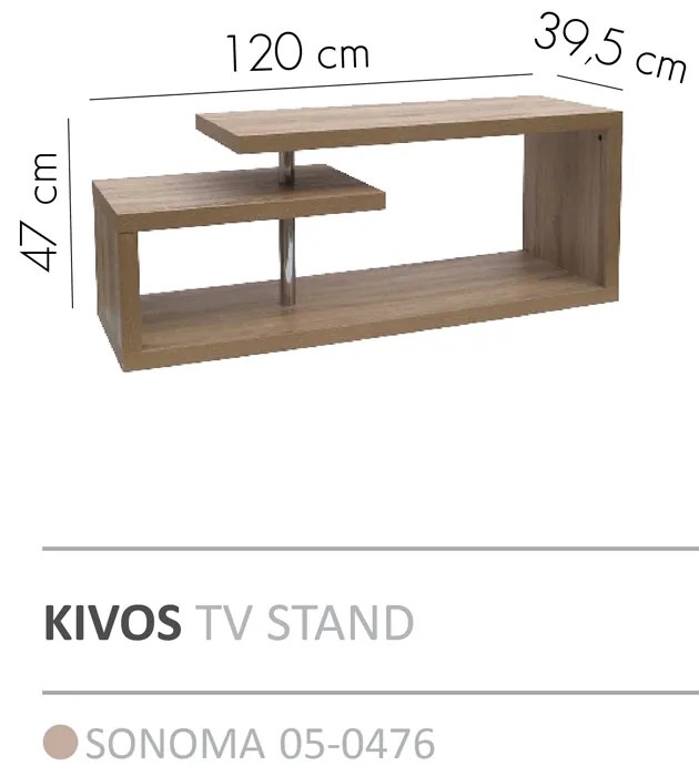 KIVOS TV STAND SONOMA 120x39,5xH47cm - 05-0476 - 05-0476