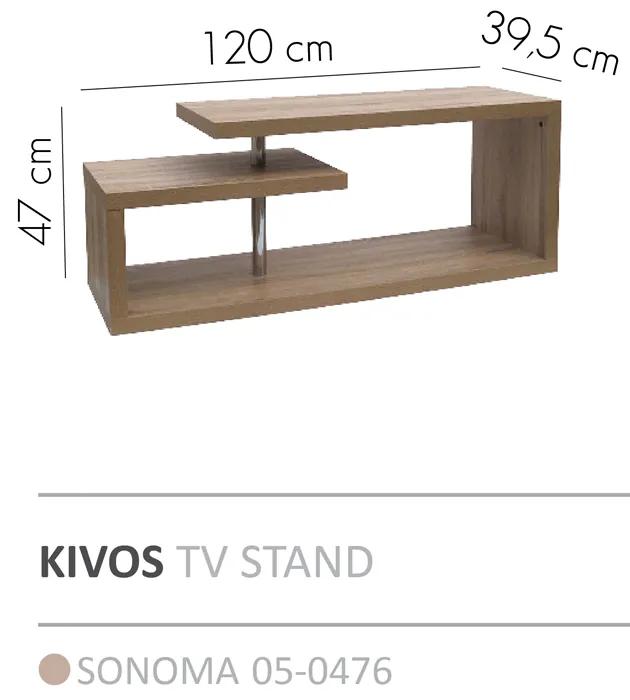 KIVOS TV STAND SONOMA 120x39,5xH47cm - Μελαμίνη - 05-0476