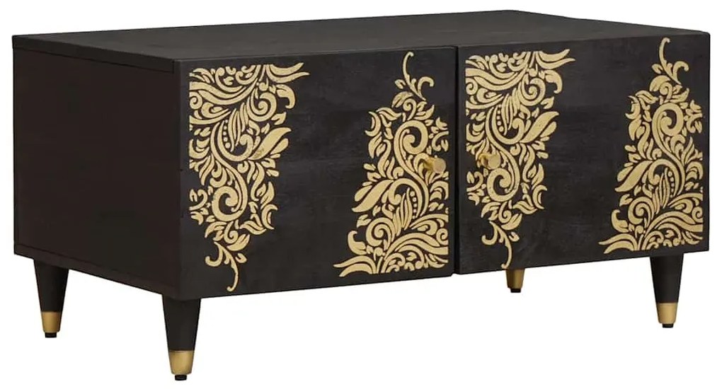 vidaXL Τραπεζάκι σαλονιού Μαύρο 80 x 50 x 40 cm Στερεό ξύλο μάνγκο