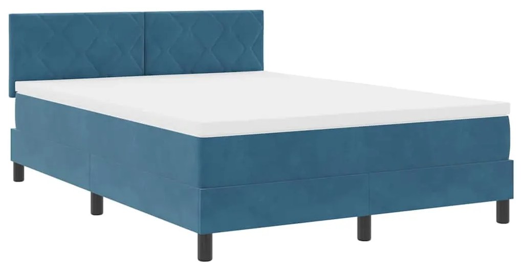 vidaXL Κρεβάτι με ελατήρια Σκούρο Μπλε 140 x 190 cm Βελούδο