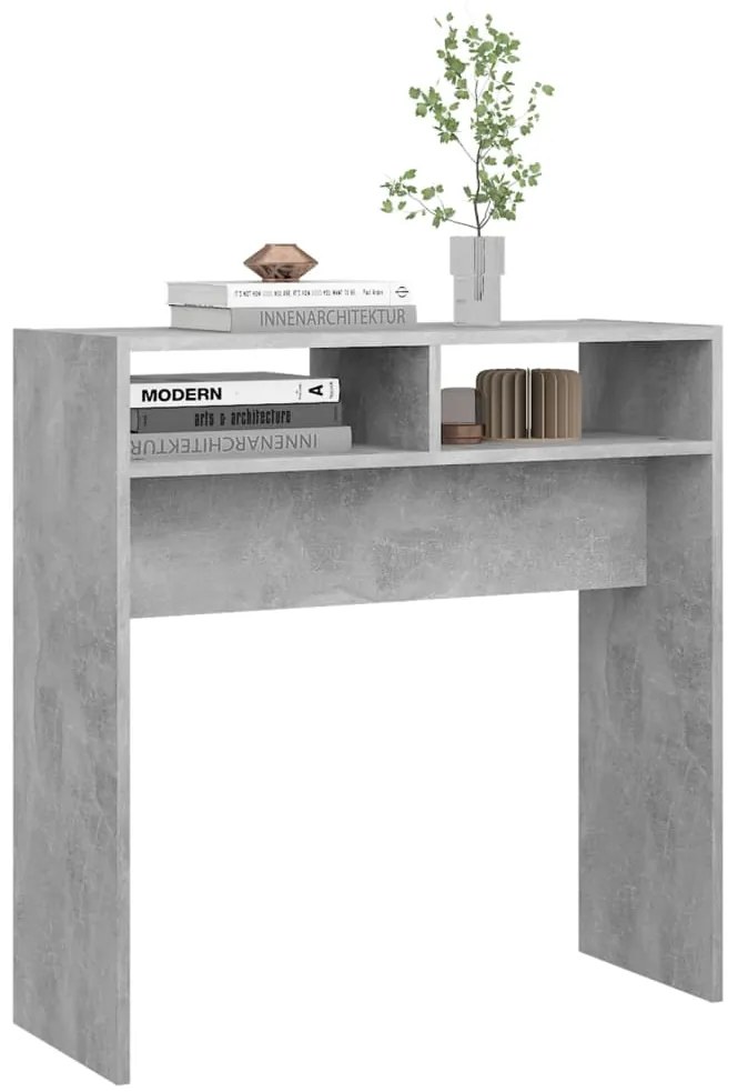 vidaXL Τραπεζάκι Κονσόλα Γκρι Σκυροδέματος 78x30x80 εκ. Επεξ. Ξύλο