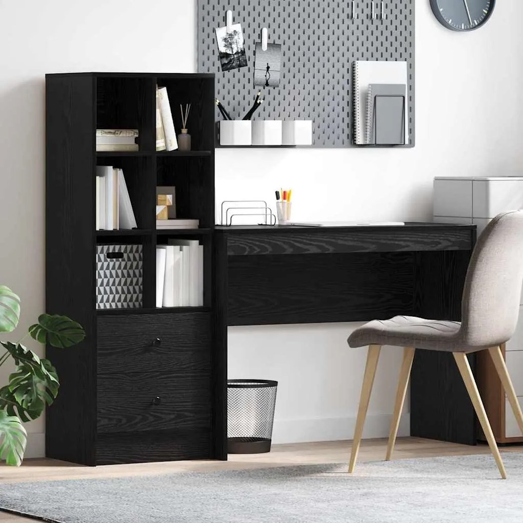 vidaXL Γραφείο με αποθηκευτικό χώρο 2 pcs Μαύρη δρυς 100 x 40 x 76 εκ.