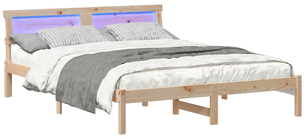 vidaXL Σκελετός Κρεβατιού Καφέ 140 x 200 cm Ξύλο πεύκου