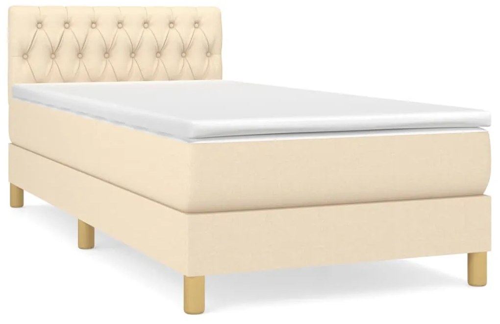 vidaXL Κρεβάτι Boxspring με Στρώμα Κρεμ 80 x 200 εκ. Υφασμάτινο