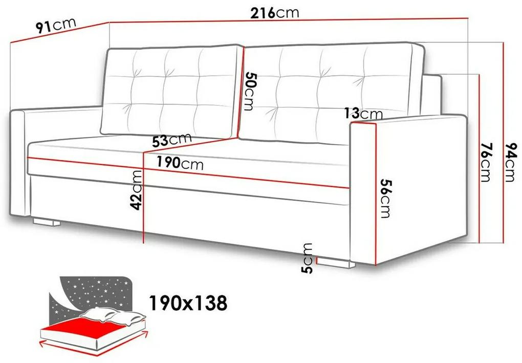 Καναπές κρεβάτι Columbus 112, Αριθμός θέσεων: 3, Αποθηκευτικός χώρος, 94x216x91cm, 91 kg, Πόδια: Ξύλο, Ξύλο: Πεύκο | Epipla1.gr