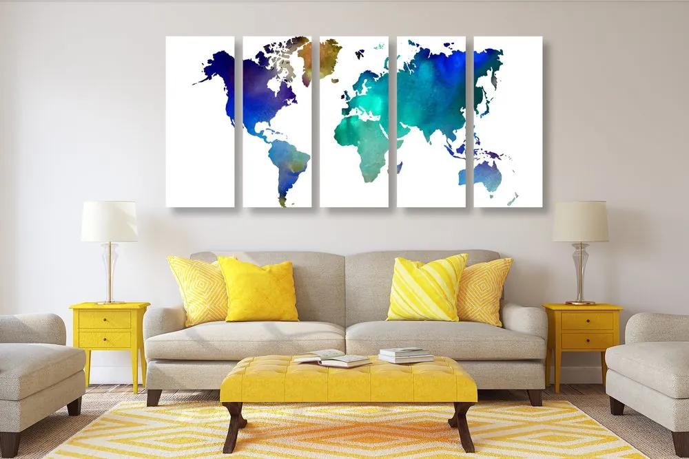 5 μέρη εικόνα florcolor χάρτης του κόσμου σε ακουαρέλα - 200x100