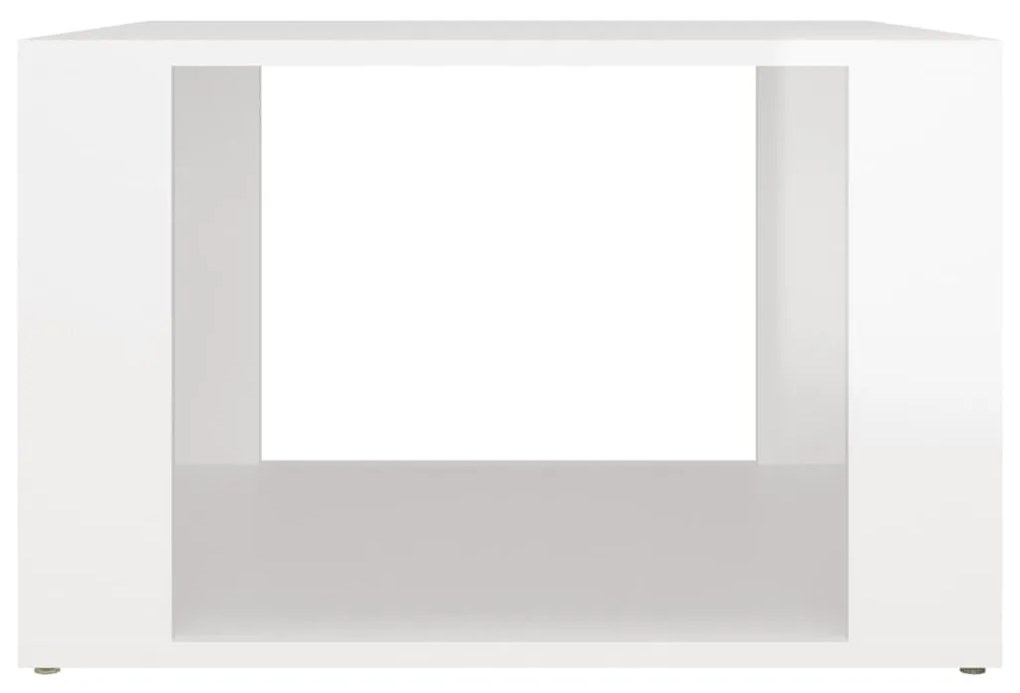 vidaXL Κομοδίνο Γυαλ. Λευκό 57x55x36 εκ. από Επεξεργασμένο Ξύλο