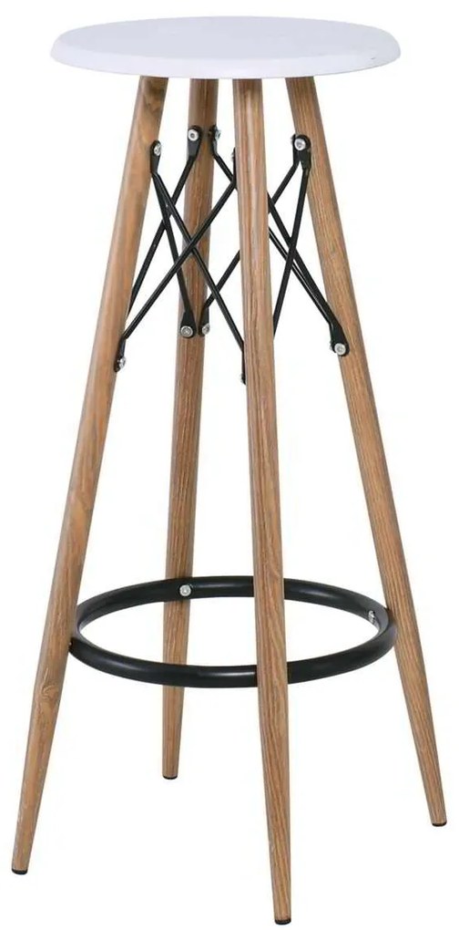Σκαμπώ MACK BAR Μεταλ.Φυσικό/Άσπρο Φ30cm Η.72cm (Σετ 4 ΤΕΜ)