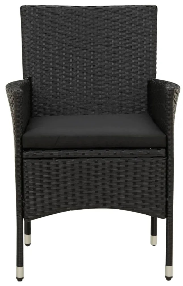 vidaXL Καρέκλες Εξωτερ. Χώρου 4 τεμ. Μαύρες Συνθ. Ρατάν με Μαξιλάρια