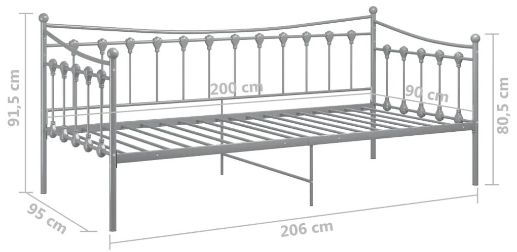 ΠΛΑΙΣΙΟ ΓΙΑ ΚΑΝΑΠΕ - ΚΡΕΒΑΤΙ ΓΚΡΙ 90 X 200 ΕΚ. ΜΕΤΑΛΛΙΚΟ 324757