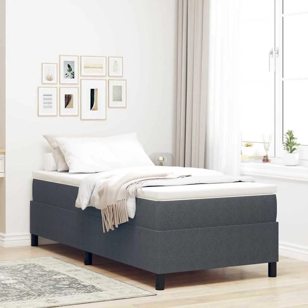 vidaXL Κρεβάτι Box Spring με Στρώμα σε Σκούρο Γκρι, 80x200 cm, βελουτέ ύφασμα