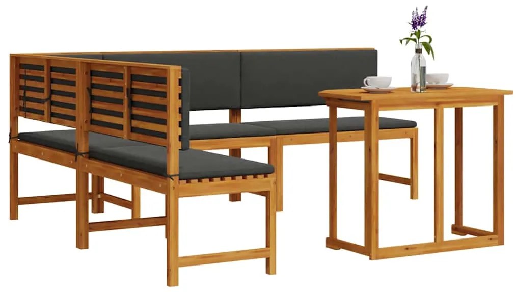 vidaXL Σετ Παγκάκι Κήπου 4 pcs Καφέ Στερεό Ξύλο Ακακίας