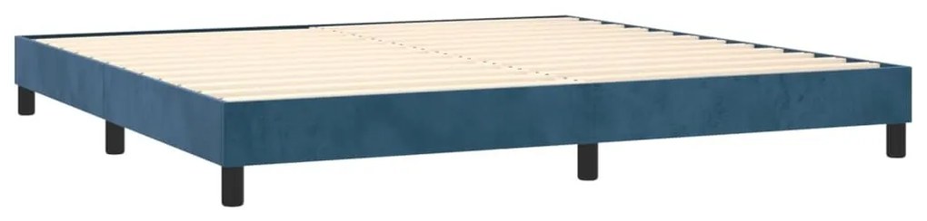 Κρεβάτι Boxspring με Στρώμα &amp; LED Σκ. Μπλε 200x200εκ. Βελούδινο - Μπλε