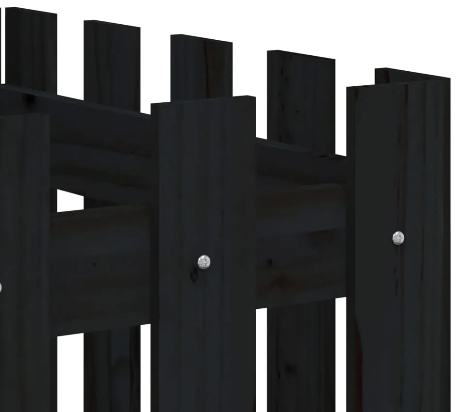 vidaXL Ζαρντινιέρα με Σχέδιο Φράχτη Μαύρη 200x50x70 εκ. Μασίφ Πεύκο