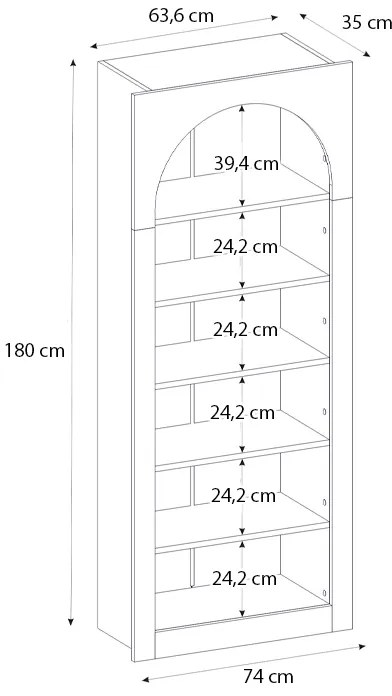 ΒΙΒΛΙΟΘΗΚΗ VOILA MEGAPAP ΧΡΩΜΑ ΛΕΥΚΟ 74X35X180ΕΚ.