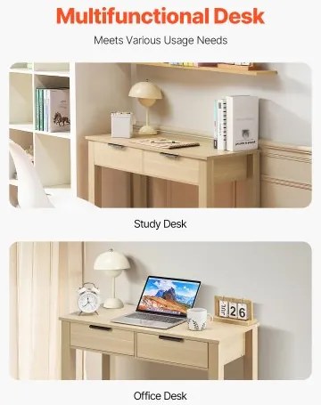 VEVOR Small Desk with Drawer Kids Desk for Bedroom Simple Study Table Light Wood