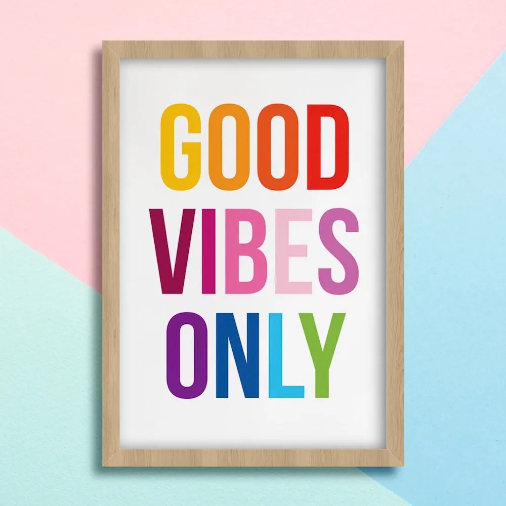 Παιδικό Πόστερ Good Vibers Only KD19 22x31cm Λευκό Κάδρο PVC (με πόστερ)