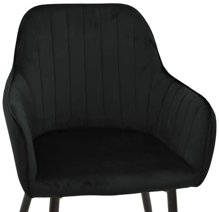 Καρέκλα - Πολυθρόνα Noor σε Μαύρο Βελούδο με Μαύρο Μεταλλικό Πόδι 58x58x86εκ. 2αδα 58x58x86 εκ.