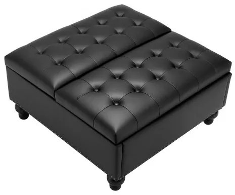 VEVOR 34 in Square Leather Ottoman with Storage Coffee Table for Living Room