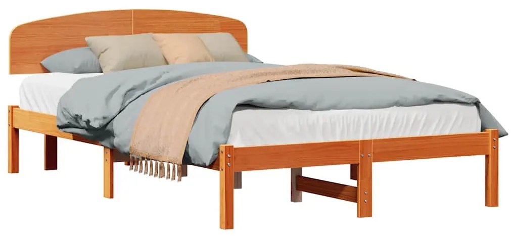 vidaXL Σκελετός Κρεβατιού Καφέ 140 x 190 cm Μασίφ ξύλο πεύκου