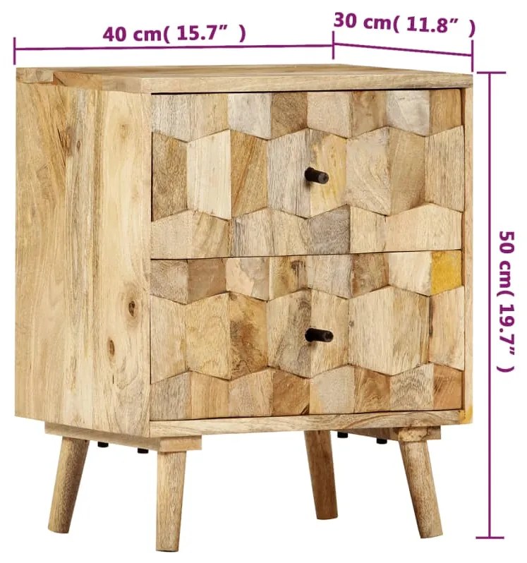 Κομοδίνο 40 x 30 x 50 εκ. από Μασίφ Ξύλο Μάνγκο 247722