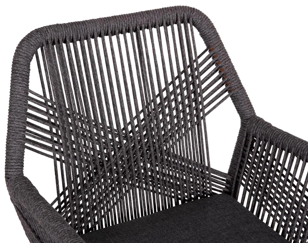 Καρέκλα - Πολυθρόνα HOWARD C5543.11 Αλουμίνιο Καφέ - Σχοινί - Μαξιλάρι Γκρί 57,5x62x84Υ εκ. 4αδα 57.5x62x84 εκ.