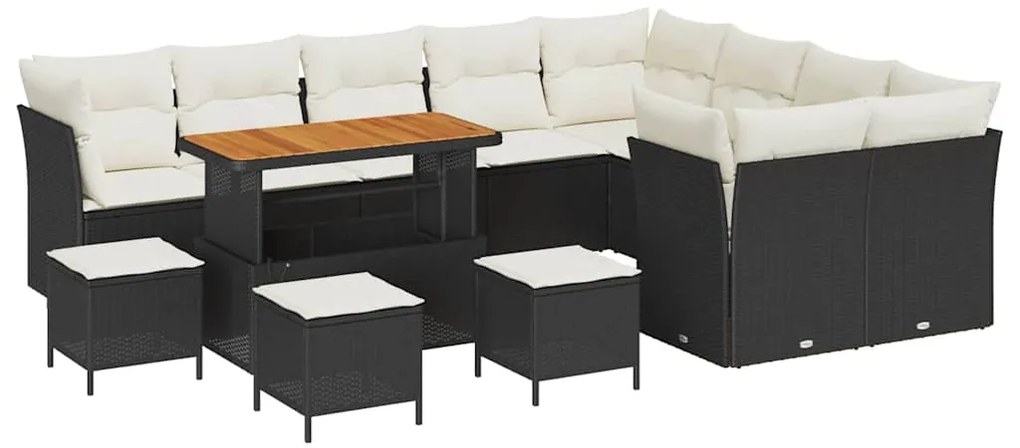 vidaXL Σετ Καναπέ Κήπου 13 pcs Μαύρο συνθετικό ρατάν