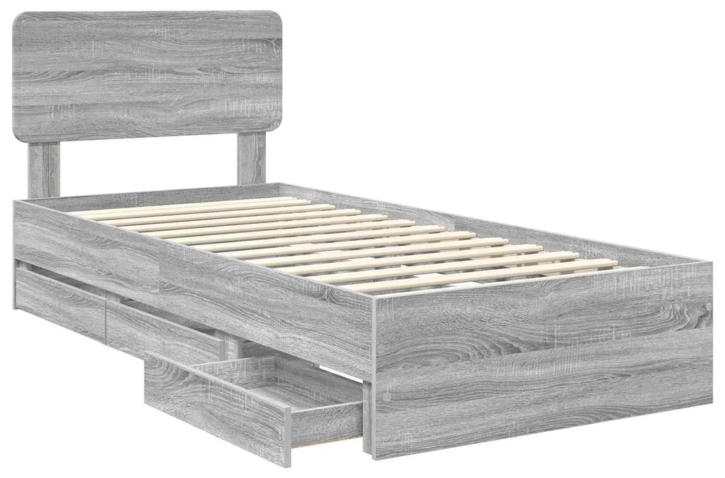 vidaXL Σκελετός Κρεβατιού Γκρίζο Σονομα 100 x 200 cm Μηχανήματος Ξύλο