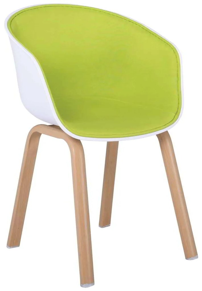 πολυθρόνα Steel OPTIM Φυσικό/ PP Άσπρο/Ύφασμα Lime 54x51x79cm (Σετ 4 ΤΕΜ)