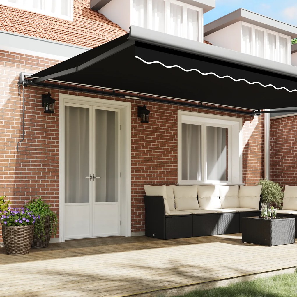 vidaXL Αυτόματη Ανακλινόμενη Τέντα Μαύρη 500 x 300 cm