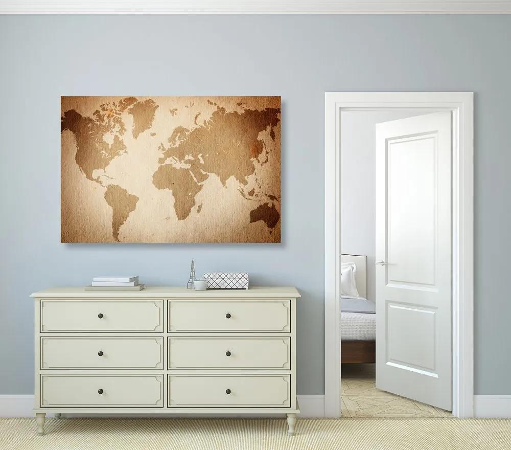 Εικόνα στον vintage παγκόσμιο χάρτη του φελλού - 90x60  transparent