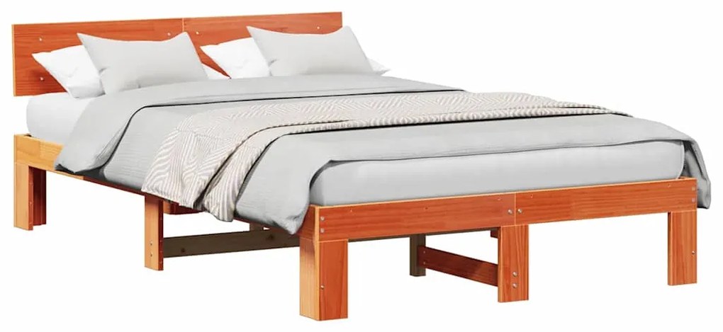 vidaXL Σκελετός Κρεβατιού Καφέ 120 x 190 cm Μασίφ ξύλο πεύκου