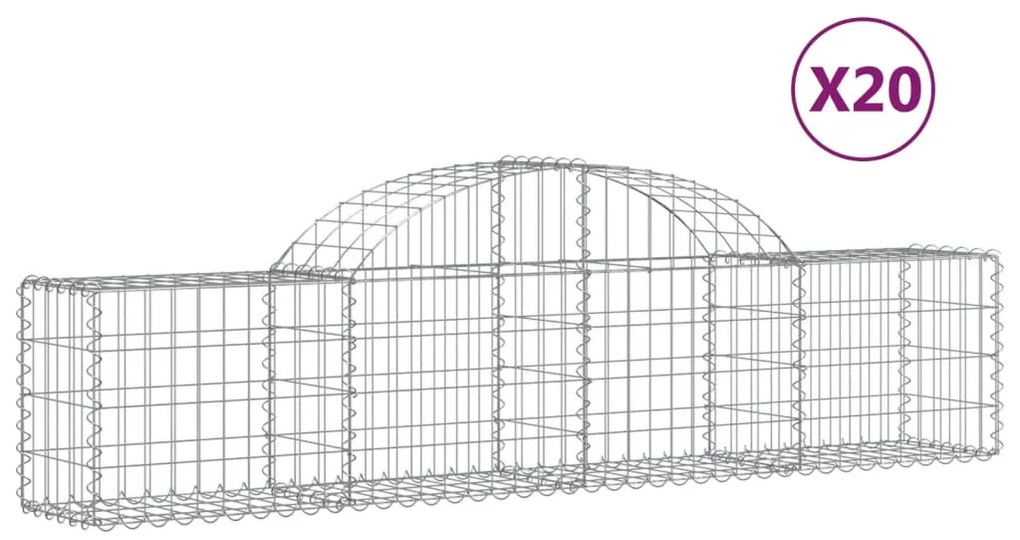 vidaXL Συρματοκιβώτια Τοξωτά 20 τεμ. 200x30x40/60 εκ. Γαλβαν. Ατσάλι