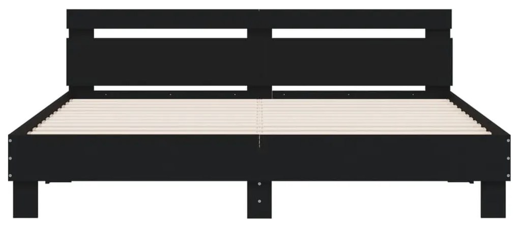 vidaXL Πλαίσιο Κρεβατιού με Κεφαλάρι Μαύρο 160x200 εκ. Επεξ. Ξύλο
