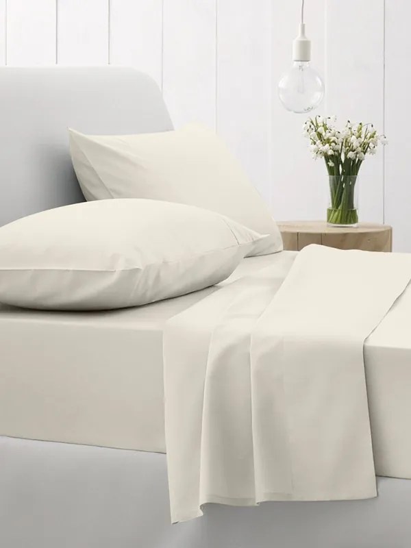 Σεντόνια Διπλά 150x205+30 Με Λάστιχο Σετ 4 Τεμ. Sunshine Home Cotton Feelings 108 Ecru