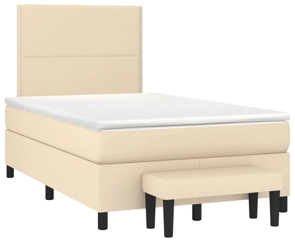 ΚΡΕΒΑΤΙ BOXSPRING ΜΕ ΣΤΡΩΜΑ ΚΡΕΜ 120X190 ΕΚ. ΥΦΑΣΜΑΤΙΝΟ 3270353