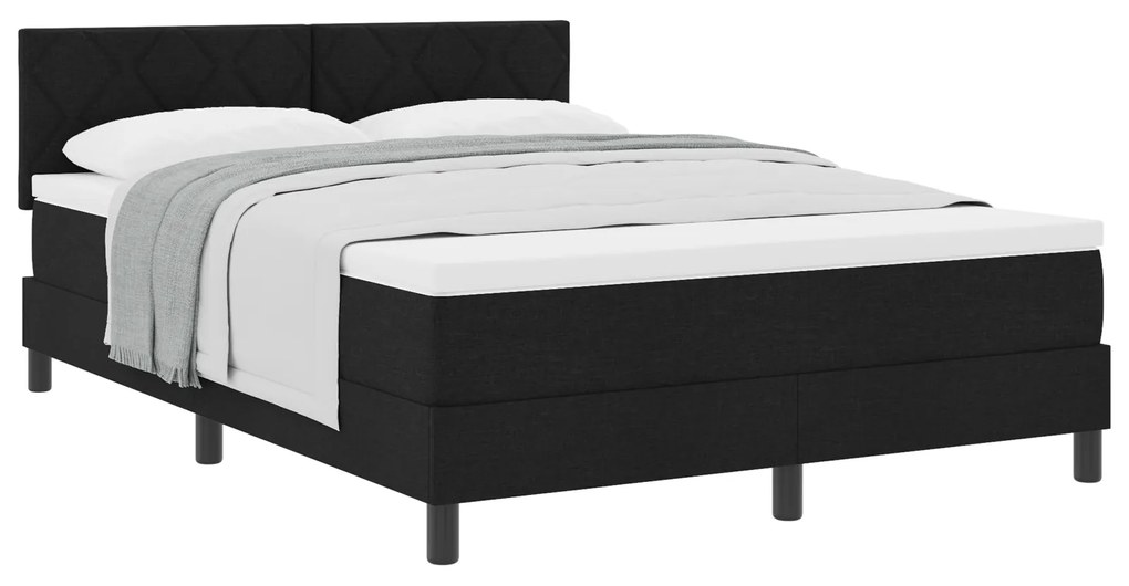 vidaXL Κρεβάτι με Ελατήριο Μαύρο 140x200 εκ. Ύφασμα