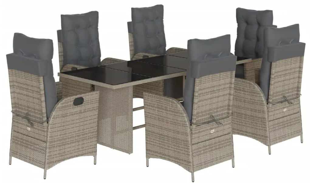 Σετ Τραπεζαρίας Κήπου 7 τεμ. Γκρι Συνθ. Ρατάν με Μαξιλάρια 3213356