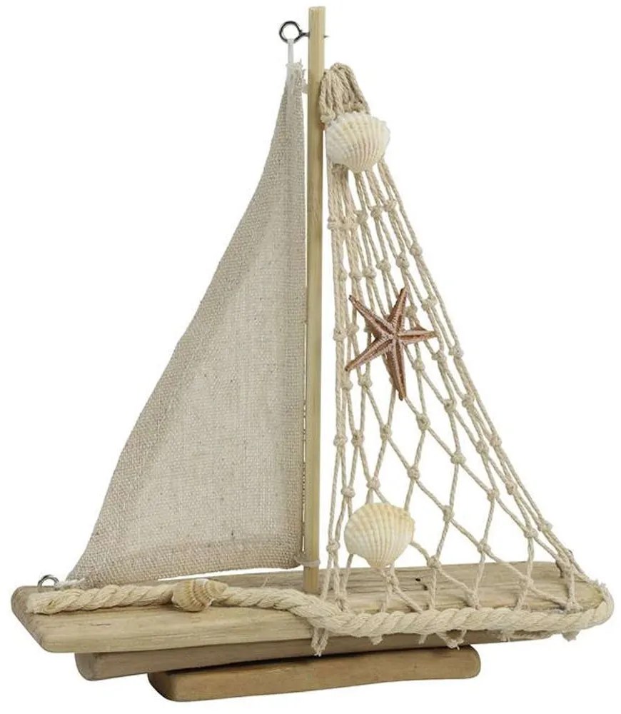 Καράβι Διακοσμητικό 013.786729 17x20,5cm Ξύλινο Natural Wood, Rope