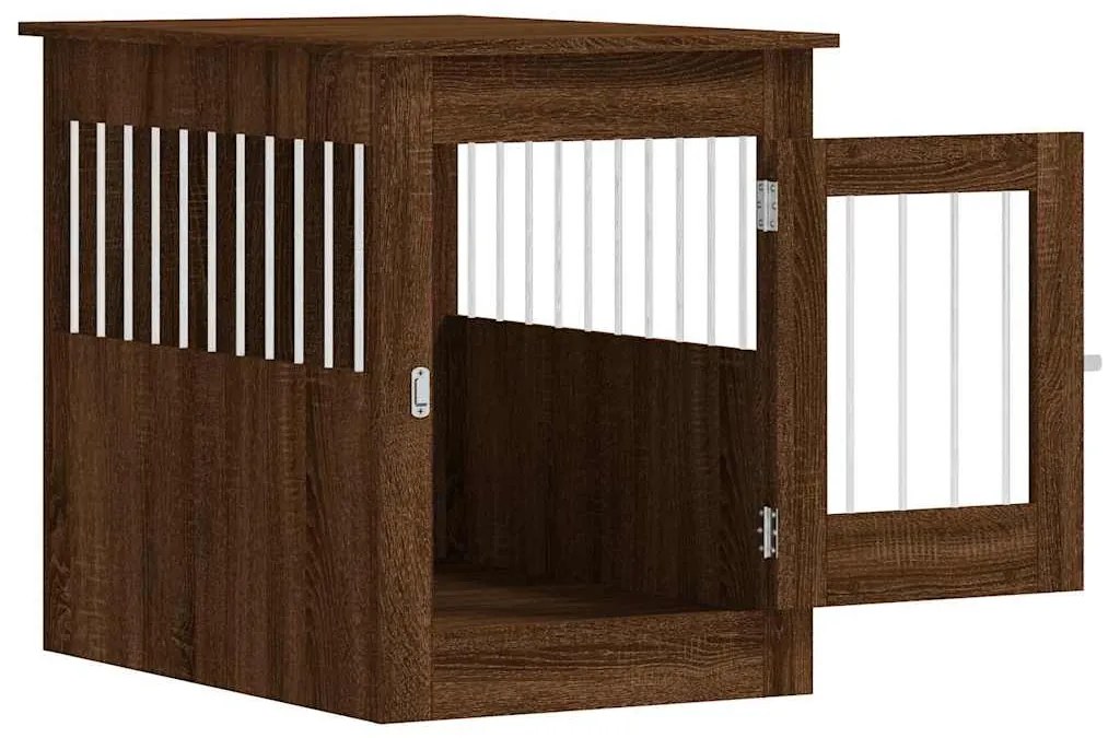 vidaXL Κλουβί Σκύλου Καφέ Δρυς 55x80x68 εκ. από Επεξεργ. Ξύλο