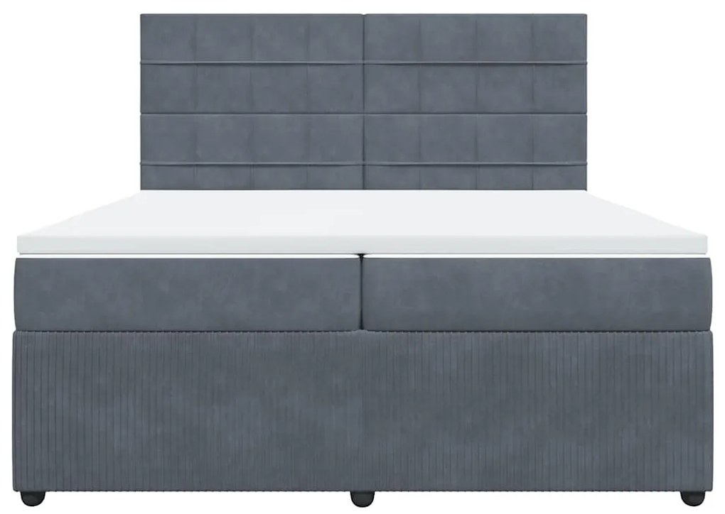 vidaXL Κρεβάτι Boxspring με Στρώμα Σκούρο Γκρι 200x200 εκ. Βελούδινο