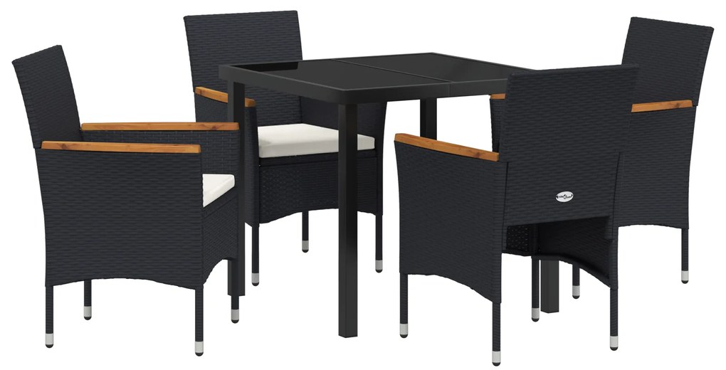 vidaXL Σετ κήπου 5 κομματιών Μαύρο Poly Rattan