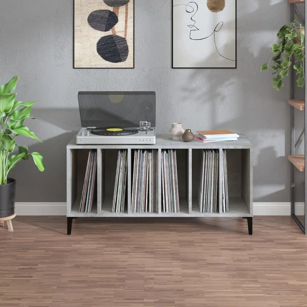 vidaXL Δισκοθήκη Γκρι Σκυροδέματος 100x38x48 εκ. Επεξεργασμένο Ξύλο