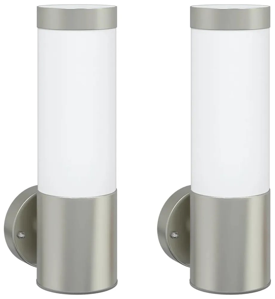 vidaXL Εξωτερικά Φωτιστικά Τοίχου 2 pcs Ασημί 12 x 7.5 x 27 εκ