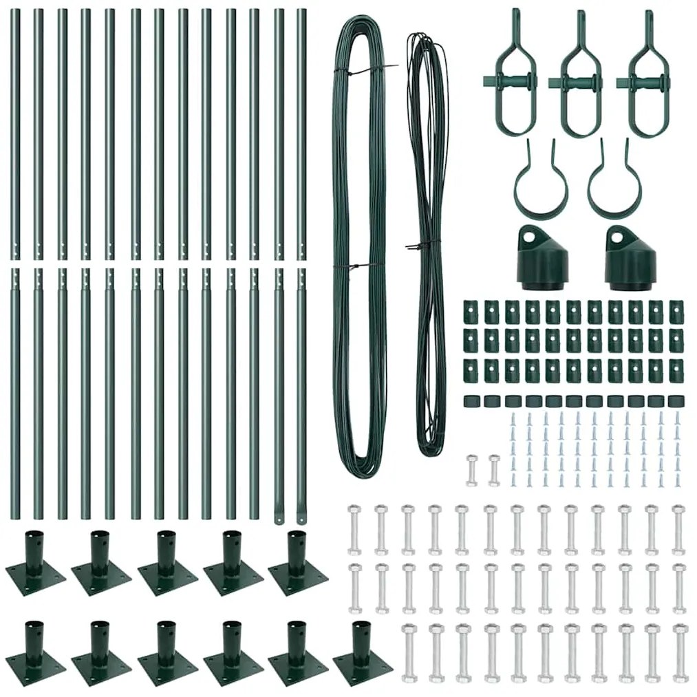 vidaXL Πό posts φράχτη Ρυθμιζόμενο Ύψος 13 pcs Πράσινο Ø32mm 150 εκ