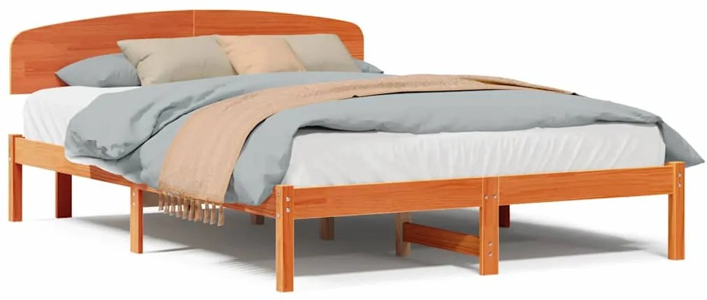 vidaXL Σκελετός Κρεβατιού Καφέ 140 x 200 cm Μασίφ ξύλο πεύκου